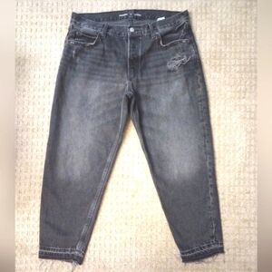 Old Navy High-rise Slouchy Button Fly Tapered Raw Hem Jeans